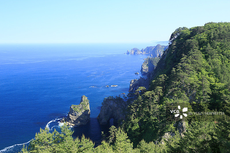 地震后夏季的岩手县北山崎图片素材