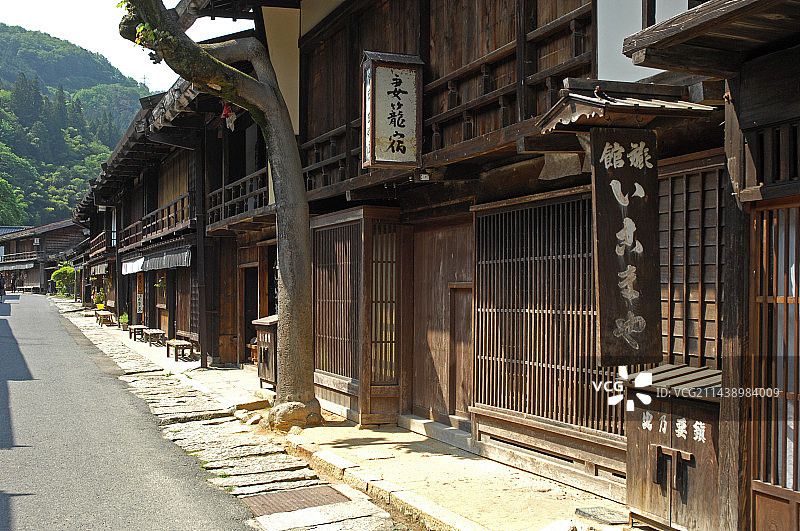 日本妻笼宿城市风光（长野县木曾郡南木曾町）图片素材