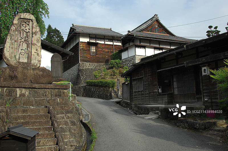 日本妻笼宿城市风光（长野县木曾郡南木曾町）图片素材