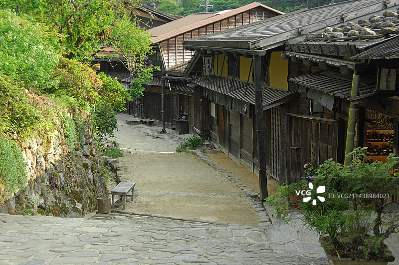 日本妻笼宿城市风光（长野县木曾郡南木曾町）图片素材