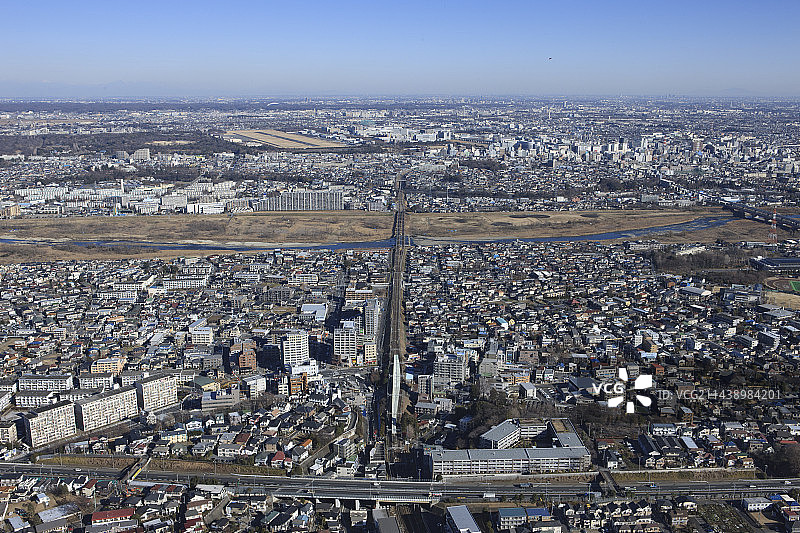 东京日野车站及昭和纪念公园区域西南方向航拍图片素材