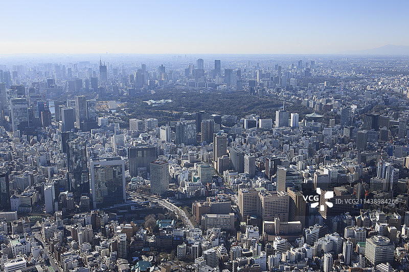 从东北皇宫、六本木地区、千代田、东京拍摄的御茶水站和新御茶水站航拍图片素材