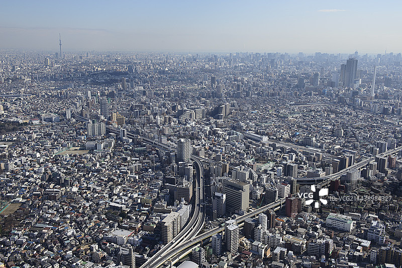 从西北晴空塔拍摄的东京都板桥区役所前站鸟瞰图片素材