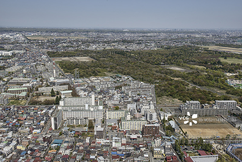 东京昭岛市东中神站南侧航拍（面向昭和纪念公园）图片素材