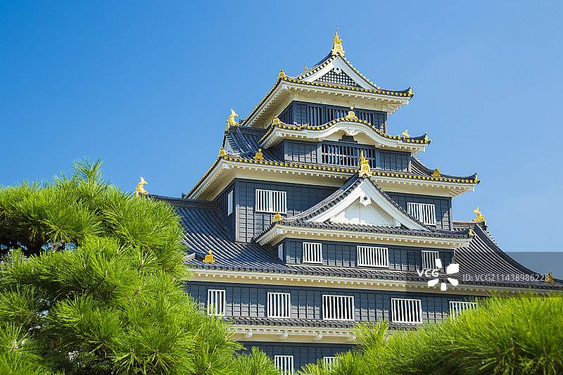 日本冈山县冈山市冈山城天守阁图片素材