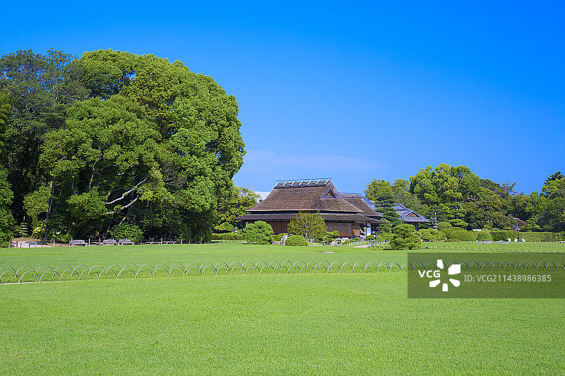 后乐园花园的卷提屋，日本冈山县冈山市图片素材
