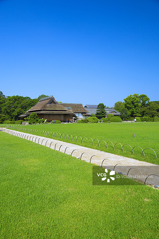 后乐园花园的卷提屋，日本冈山县冈山市图片素材