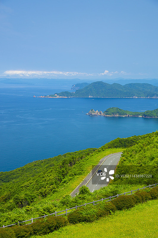 从千叠敷看到的日本海，日本山口县长门市日置中图片素材
