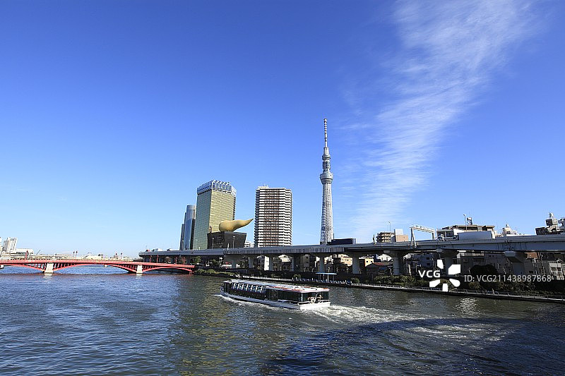 从驹形桥拍摄的东京晴空塔，台东区图片素材