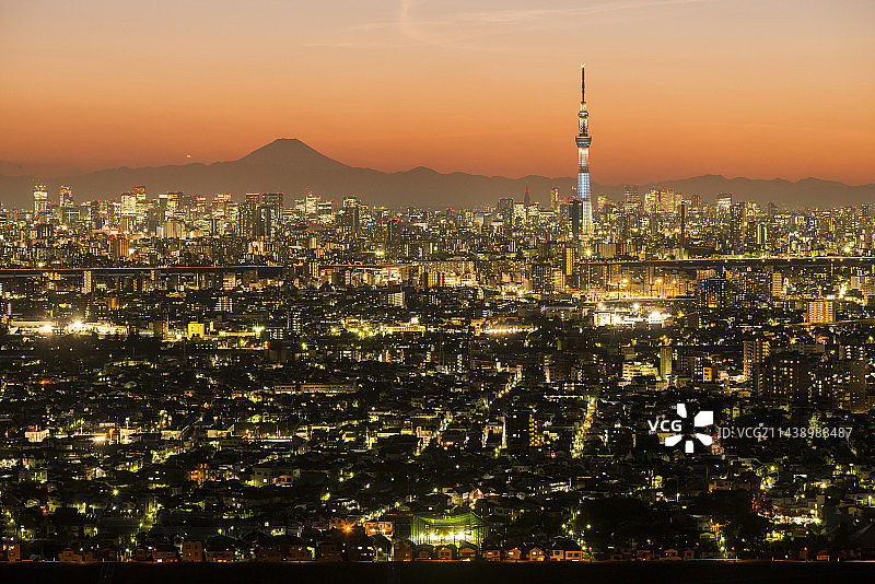 东京日落：千叶县市川市图片素材