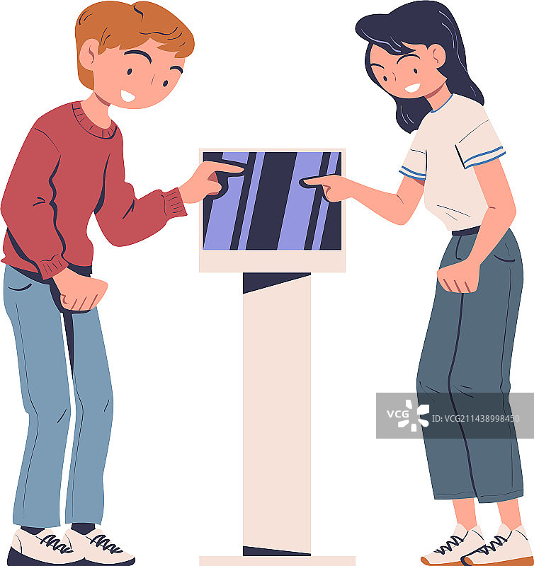 男人和女人使用信息板图片素材