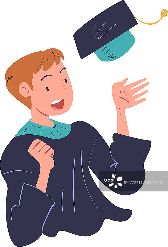 快乐的毕业男生扔学士帽图片素材