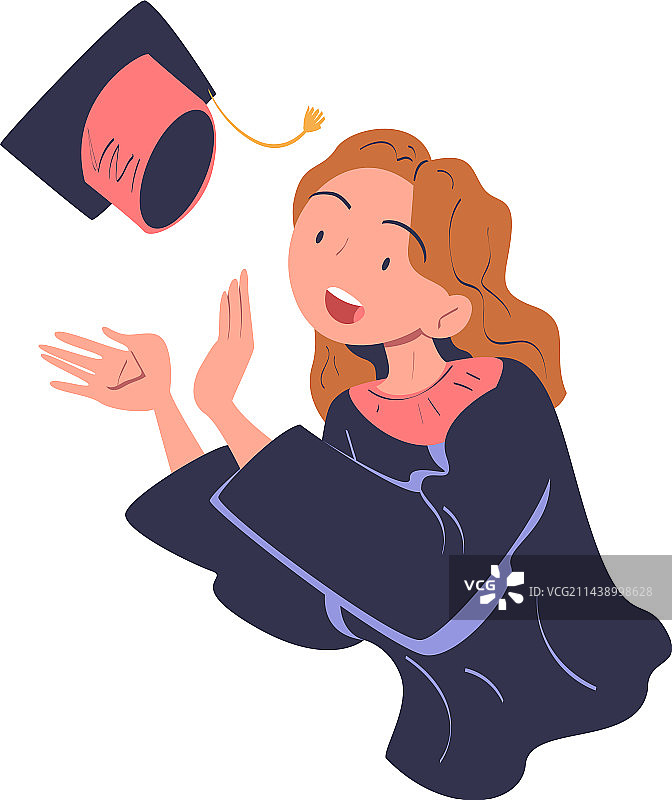 快乐的女毕业生扔学士帽图片素材