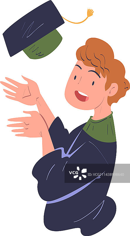 快乐的毕业男生扔学士帽图片素材