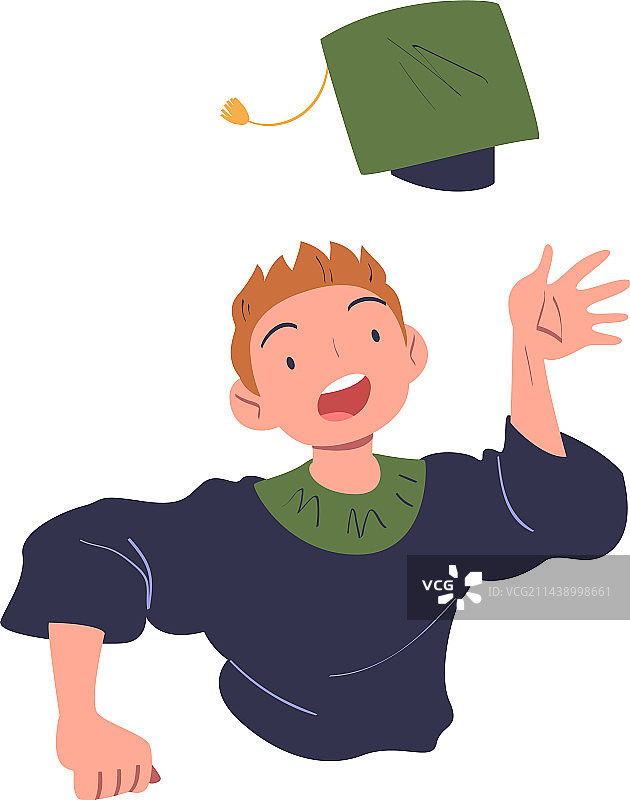 快乐的毕业男生扔学士帽图片素材