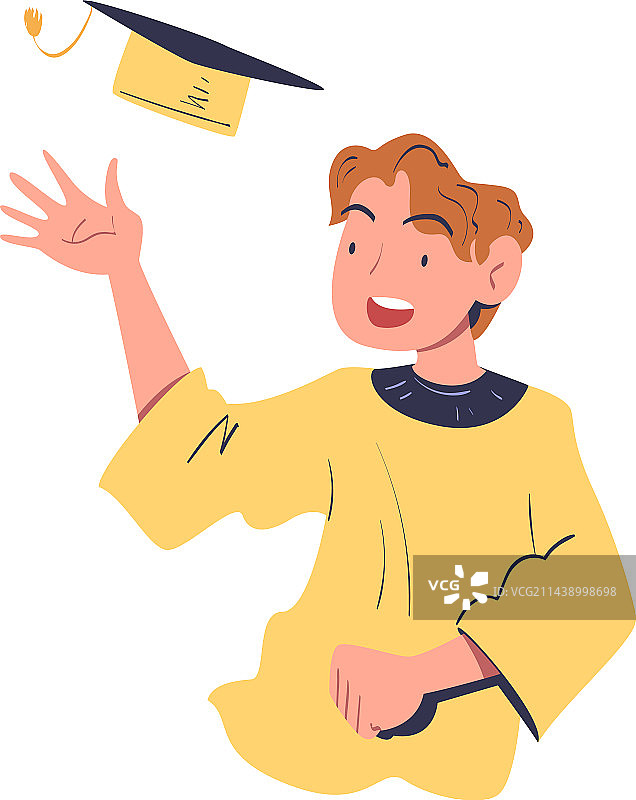 快乐的毕业男生扔学士帽图片素材