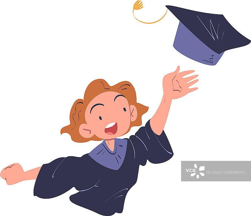 快乐的女毕业生扔学士帽图片素材
