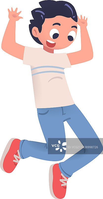 快乐的男孩高兴地跳跃图片素材