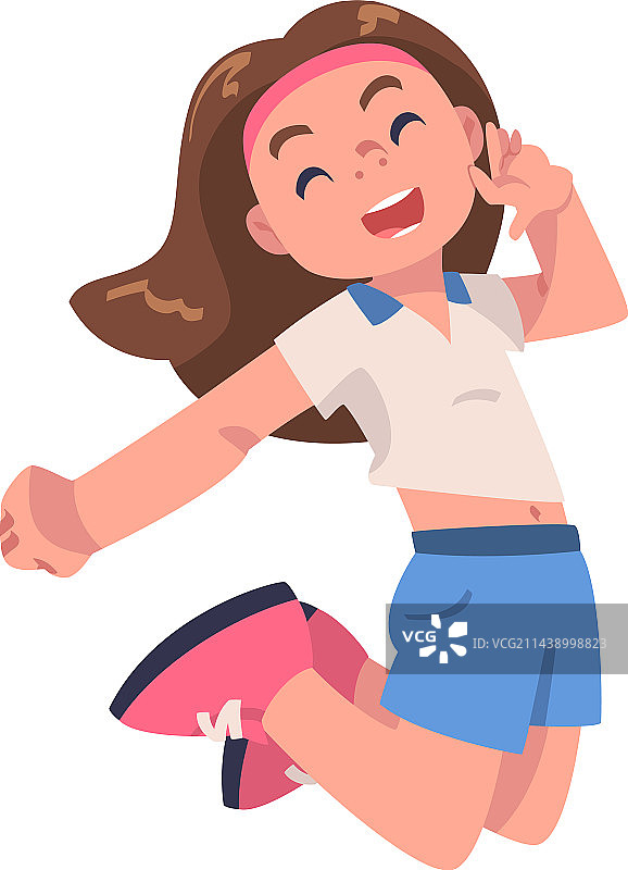 快乐的女孩高兴地跳跃图片素材
