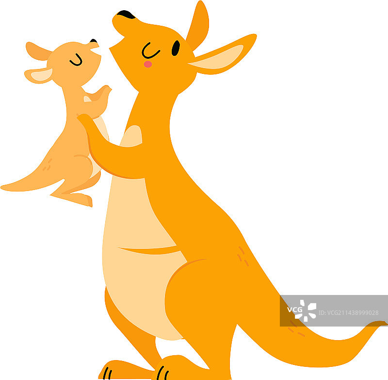 可爱的棕色袋鼠与幼崽图片素材