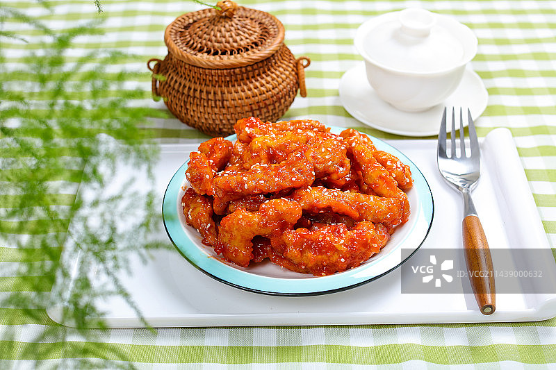 家常小炒菜肴糖醋里脊肉图片素材