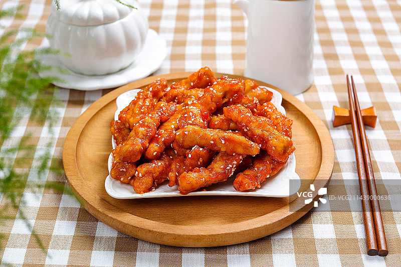 家常小炒菜肴糖醋里脊肉图片素材