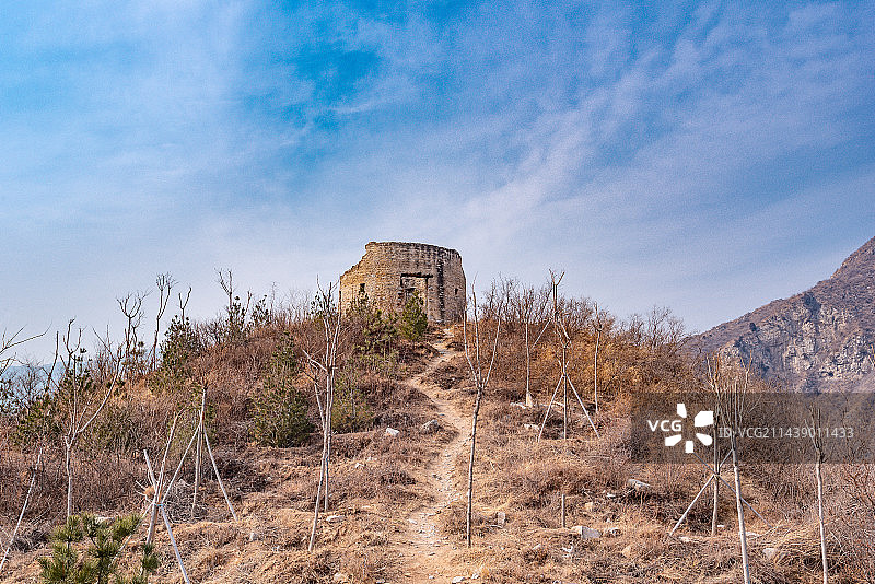 冬天北京门头沟落坡岭日军碉堡遗存图片素材