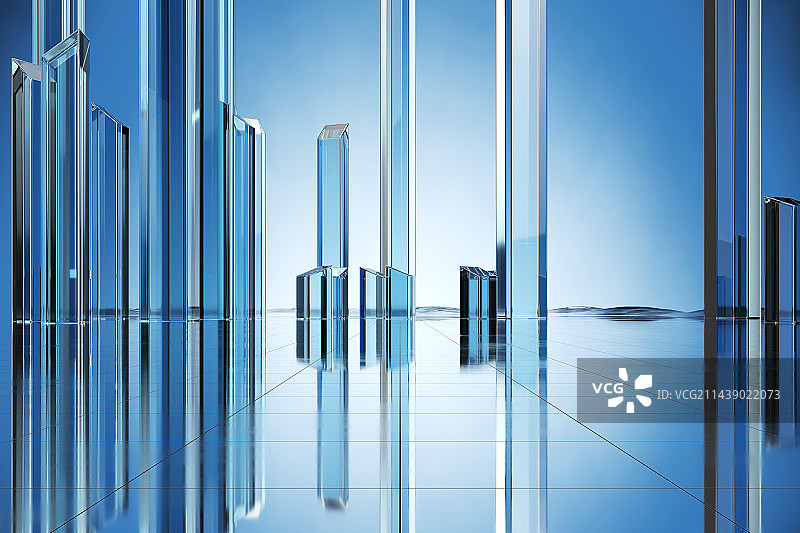 3D现代城市建筑广场背景图图片素材