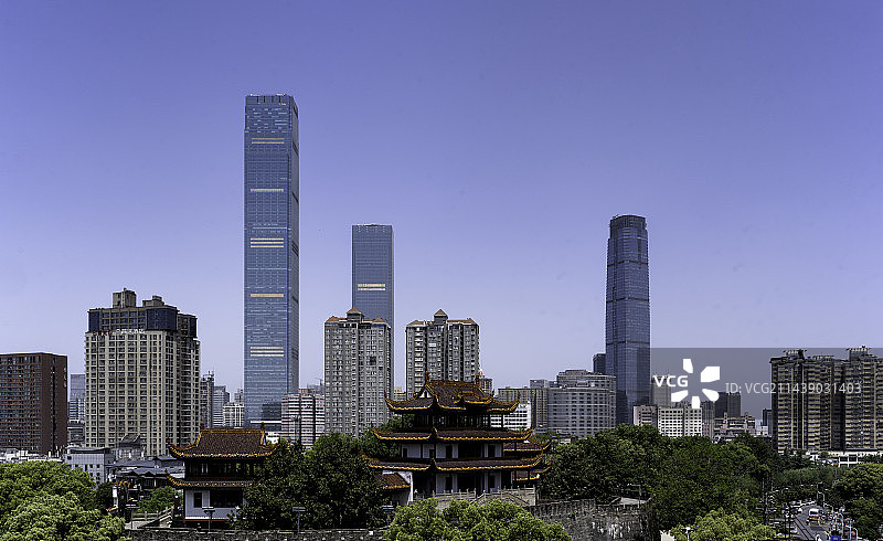 长沙CBD天心阁古今同框高视角图片素材