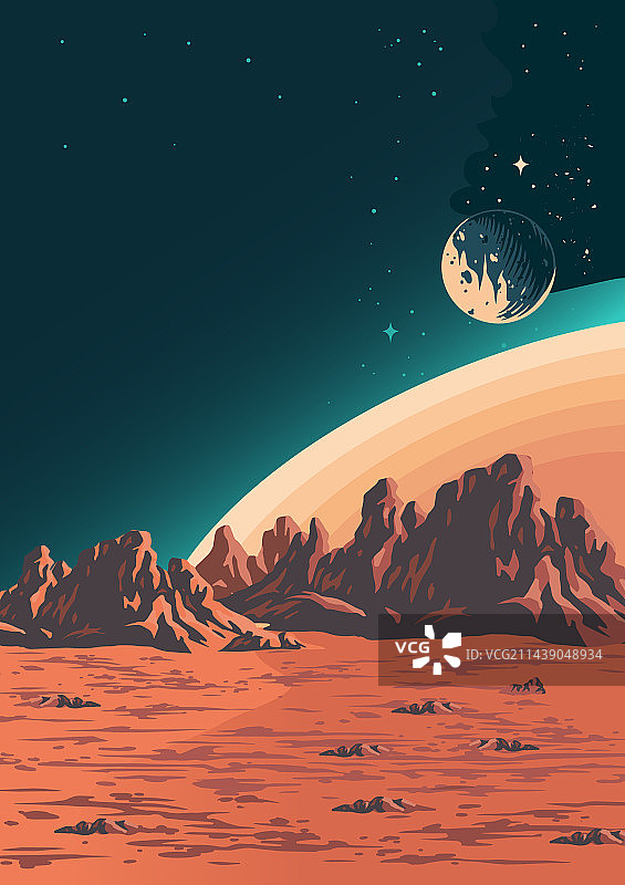 太空主题复古彩色海报图片素材