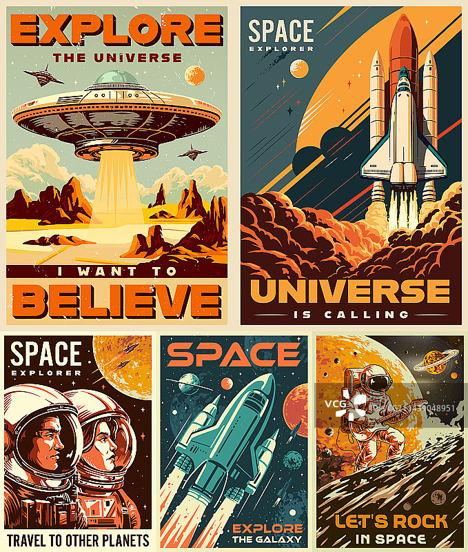 绚丽的宇宙主题海报套装图片素材