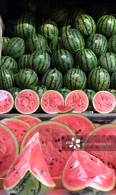 2023年5月31日，辽宁沈阳，在皇姑区克俭早市销售的西瓜。图片素材