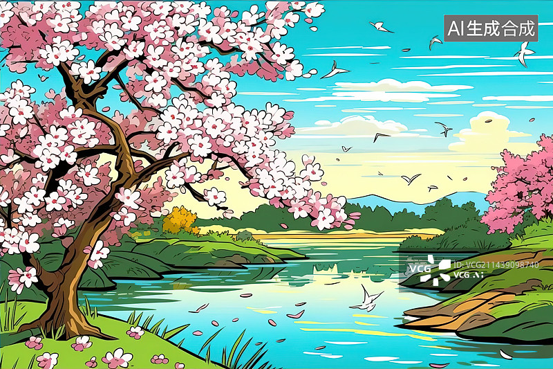 【AI数字艺术】春天樱花盛开图片素材