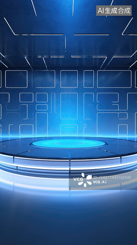 【AI数字艺术】科技感电商展台背景图片素材