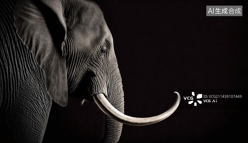 【AI数字艺术】非洲象侧面肖像图片素材