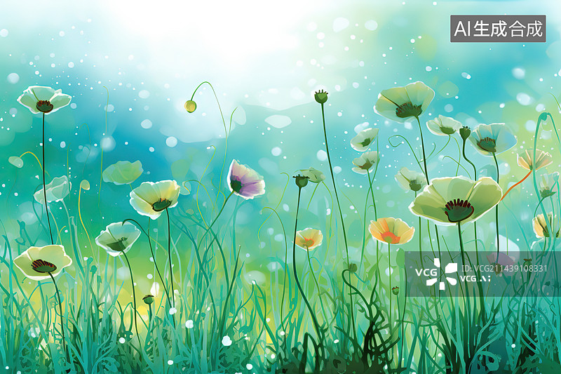 【AI数字艺术】田野上的罂粟花图片素材