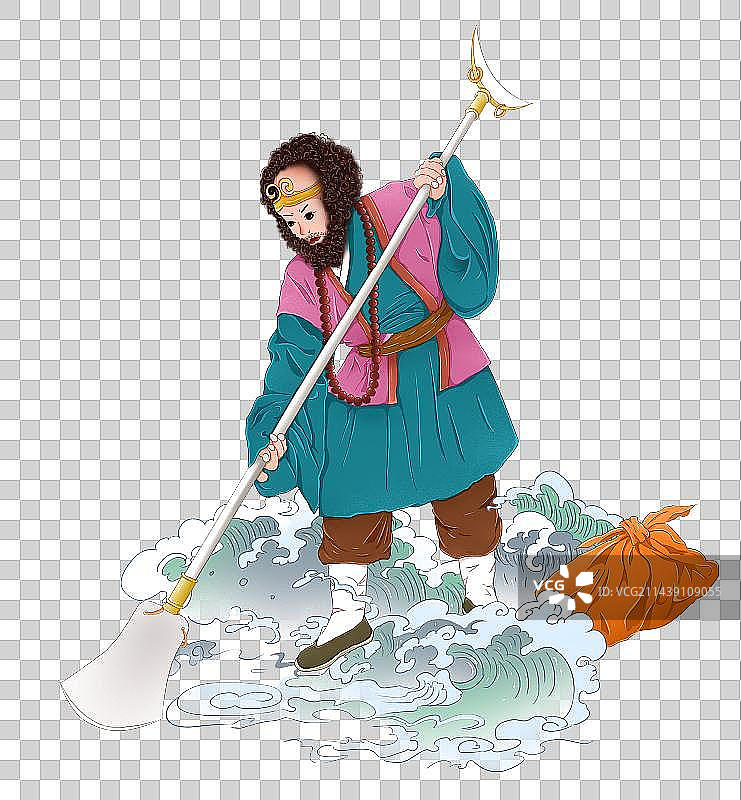 西游记人物画像 流沙河里的沙僧图片素材