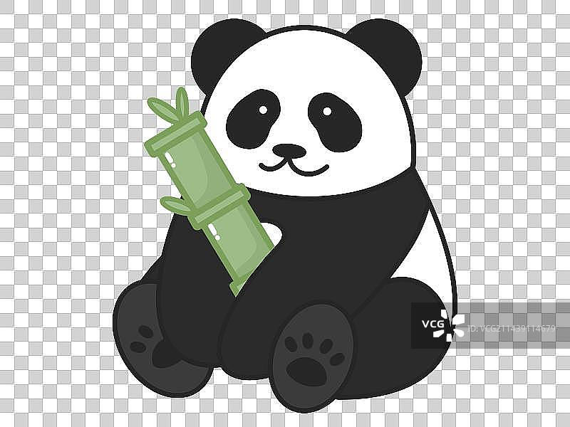 抱着竹子的卡通熊猫图片素材