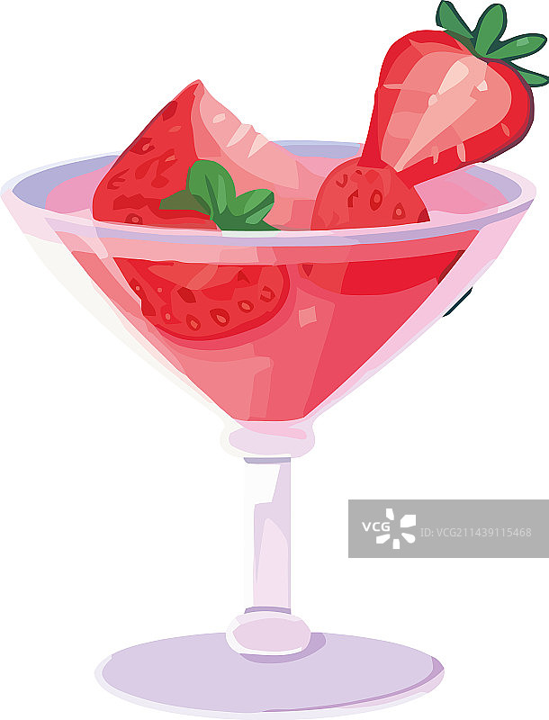 草莓冰爽夏日鸡尾酒图片素材
