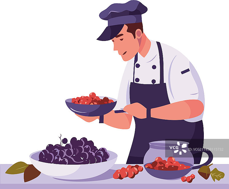 厨师在厨房准备新鲜有机餐图片素材