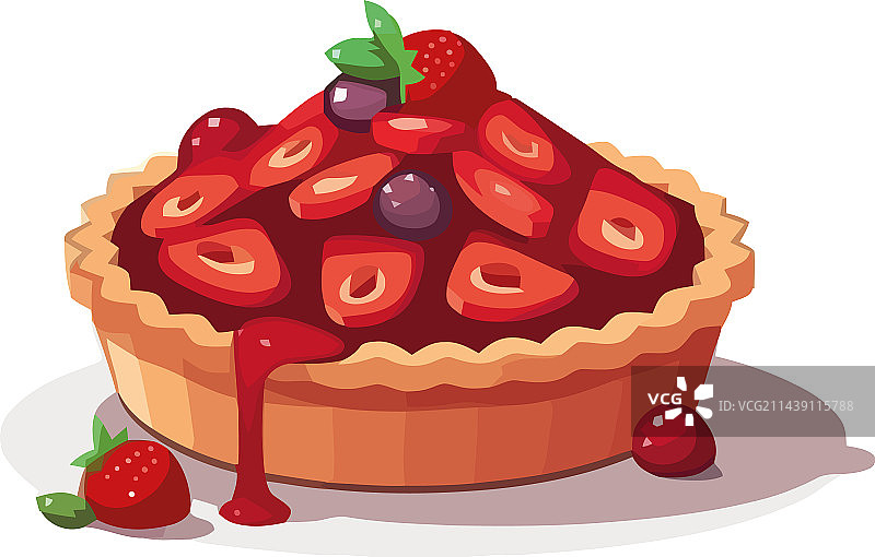 甜浆果挞配巧克力和奶油糖霜图片素材