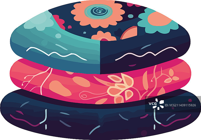 象征柔软舒适的多彩枕头图片素材