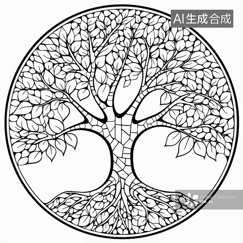 【AI数字艺术】树木与线条图片素材