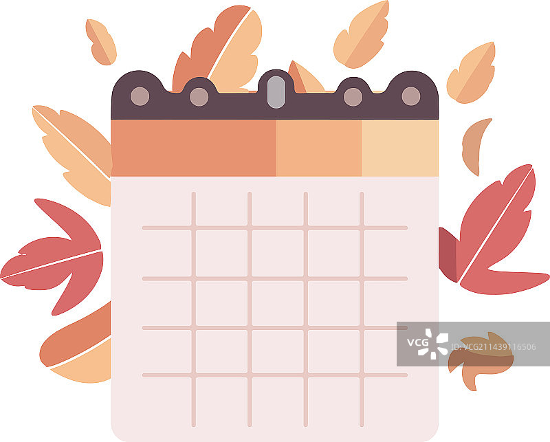 秋叶和日历图片素材