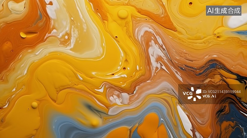 【AI数字艺术】橙黄色系抽象色彩颜料流体艺术背景图图片素材