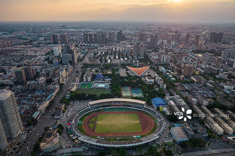 中国四川省德阳市体育公园航拍图片素材