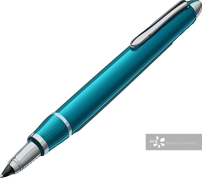 蓝色金属笔尖签字笔图片素材