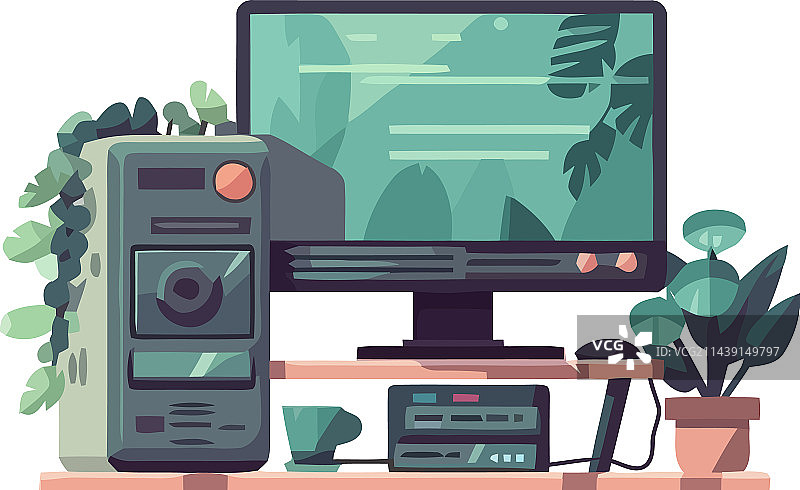 配备电脑设备的现代办公室设计图片素材