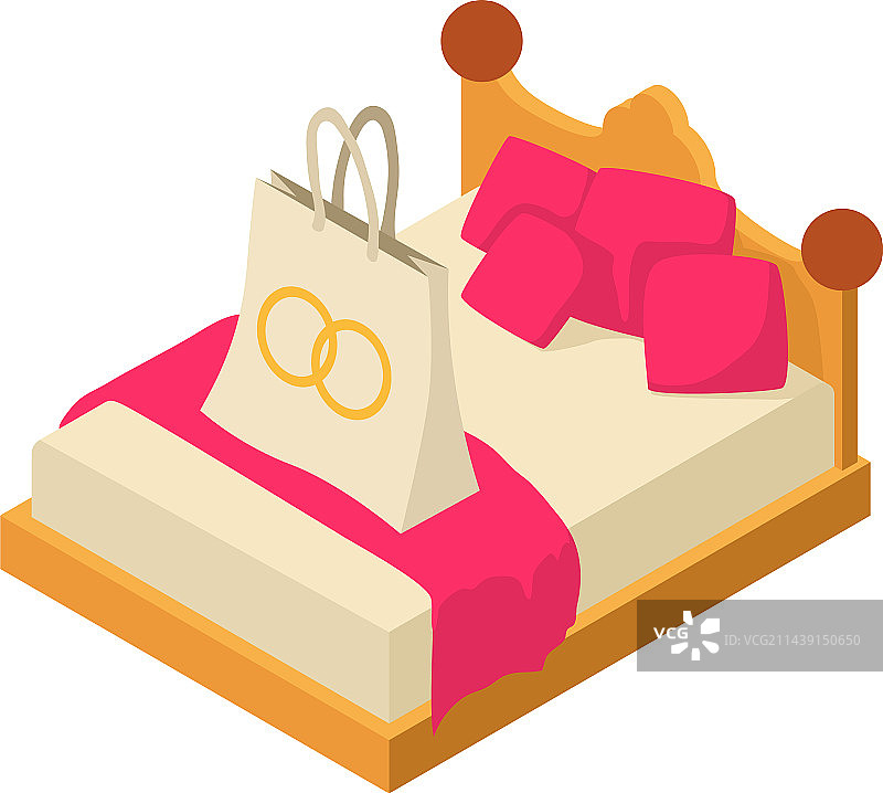 结婚礼物等距风格礼品袋图标图片素材