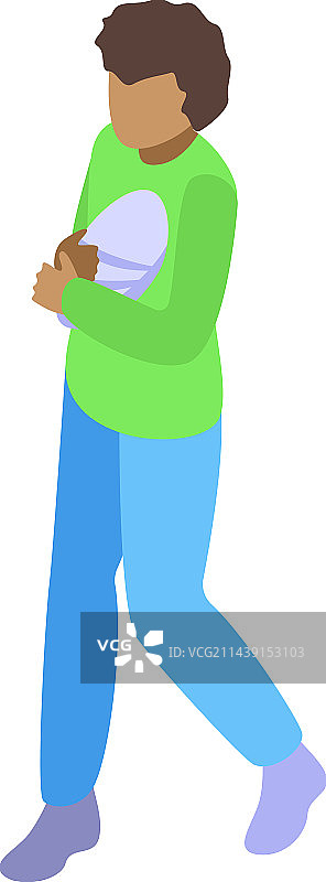 夜间照看婴儿，母亲和孩子2.5D图标图片素材